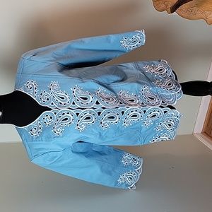 🎁 Vintage 80s Bob Mackie embroidered open front western jacket